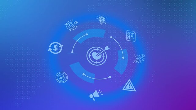 Artificial intelligence target icon on abstract business background for digital marketing optimization strategy.