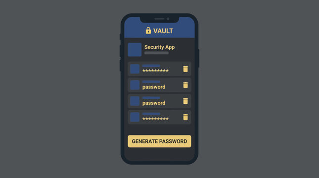 Password Manager Interface Dark Theme Security App