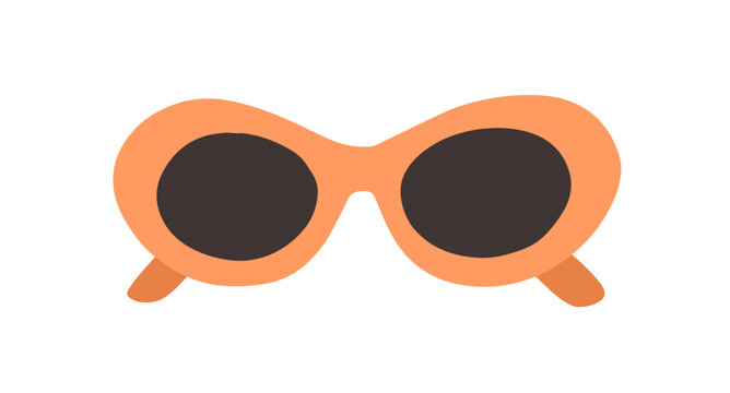 Fashion sunglasses with thick frame. Stylish retro summer accessory. Women sun glasses in modern trendy style. Colored flat vector illustration isolated on white background
