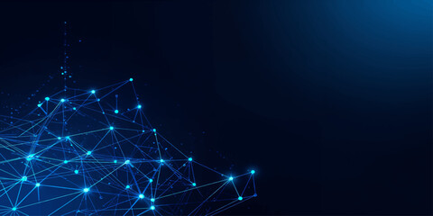 Abstract blue starry digital background with glowing energy lines, futuristic space technology design and universe concept wallpaper © md bahar