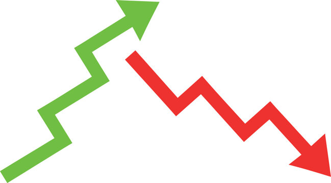 Uptrend and Downtrend Arrows Icon Set for Business Growth Decline
