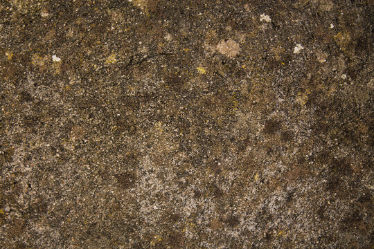 Brown concrete wall, grunge stone texture, rock surface background, wide panoramic banner