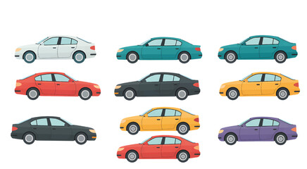 Fototapeta premium Vehicles Displayed in Various Colors Sideways