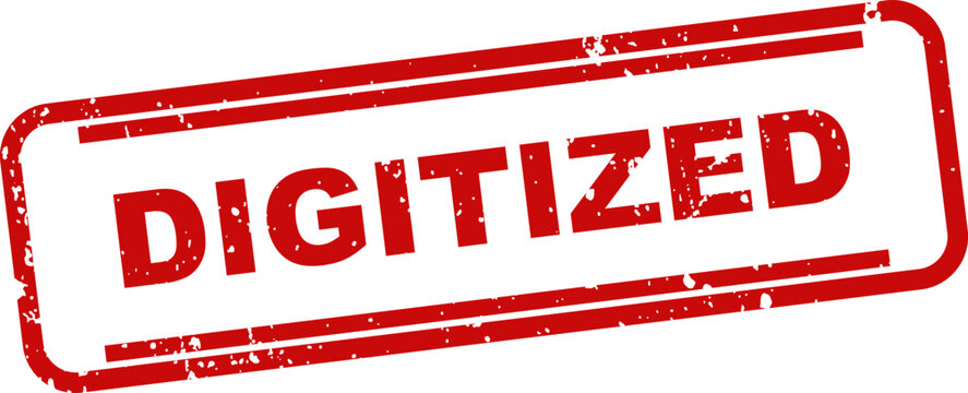 Digitized red stamp on white background data conversion concept digital transformation seal