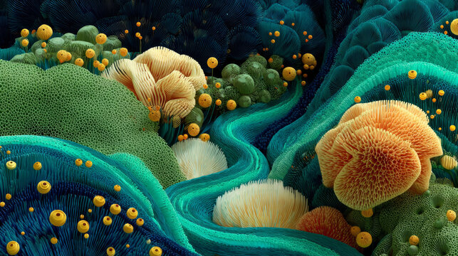 microbiome landscape with organic textures