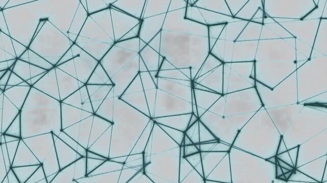 Abstract plexus network animation with black and gray dots and lines on a light background. Minimalist concept for information technology, cyber data network structures, science, and modern mathematic