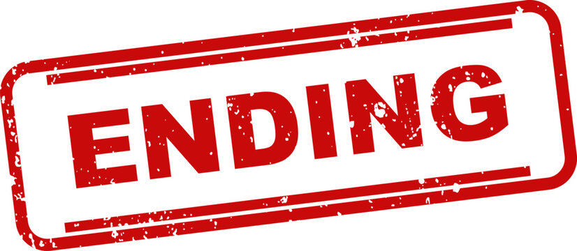 Red rubber stamp with the word 'ending' isolated on a white background business concept