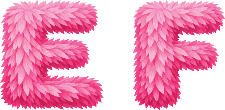 Isolated on Pink Fur E-F letters vector art on white background