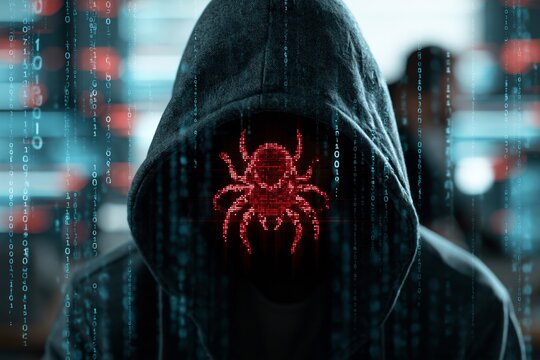 Malware abstract 3D concept vector illustration. Malicious software, computer virus, malware program, spyware development, online antivirus security and protection, cyber attack abstract metaphor 3D