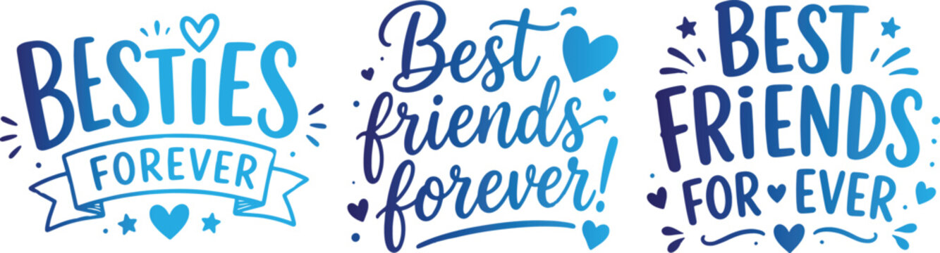 Heartfelt best friend quotes and typography in blue shades