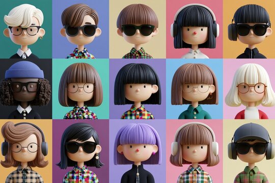Man and woman head silhouettes avatar, profile icons. Avatar profile picture icon set including male and female. Cute 3D cartoon modern illustration simple design. 3D People Web Vector Illustrations
