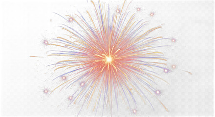Obraz premium Vibrant firework explosion with radiating streaks of red, orange, and blue light against a dark transparent checkerboard background