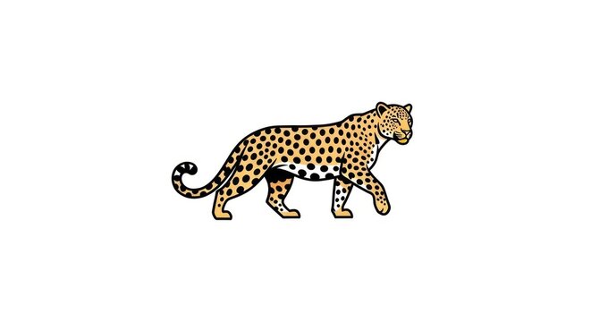 Spotted leopard walking against white background