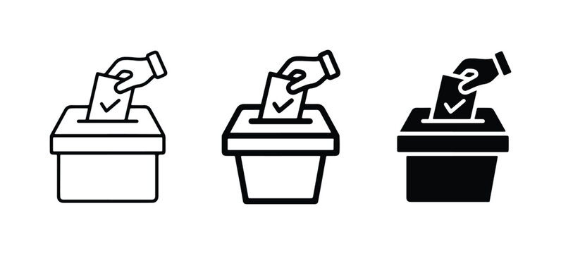Voting Icons: Ballot Box, Hand Casting Vote, Election Symbol, Civic Duty, Democracy