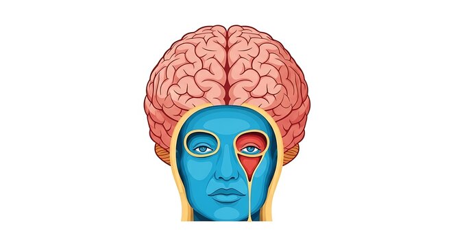Human brain with highlighted emotional center illustration.