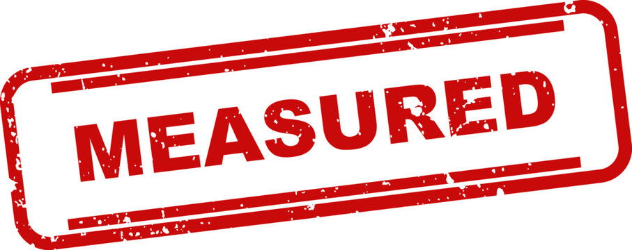 Red rubber stamp with 'measured' text quality control and verification seal