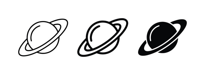Saturn Planet Icons, Space Celestial Body Symbols, Cosmic Orbit Graphics © Shafiqul