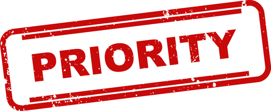 Red rubber stamp with the word priority isolated on a white background business concept