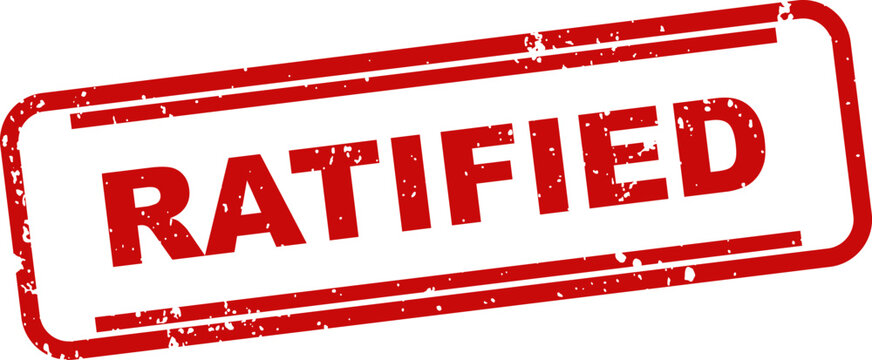Ratified stamp graphic red ink seal for agreements legal documents and official approvals