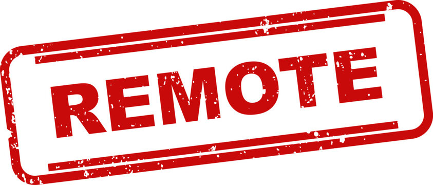 Red rubber stamp with the word remote isolated on a white background business and technology concept