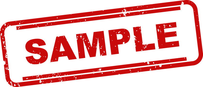 Red rubber stamp with the word 'sample' isolated on a white background business verification concept