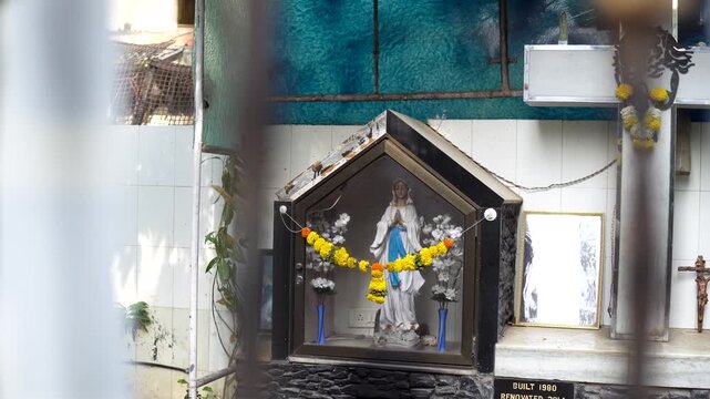 Mumbai, Maharashtra, India &ndash; 28 May, 2026: Statue of Mother Mary displayed at a local religious site in Mumbai, India.