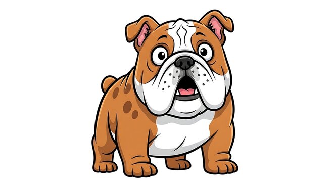 Cartoon dog with sad expression and floppy ears.