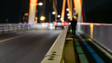 Cinematic Night Traffic Bokeh on an Urban Bridge © two K