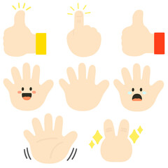 Fototapeta premium Hand Gesture Collection Illustration with Cute Cartoon Hands