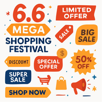 6.6 Mega Shopping Festival limited offer big sale discount banner