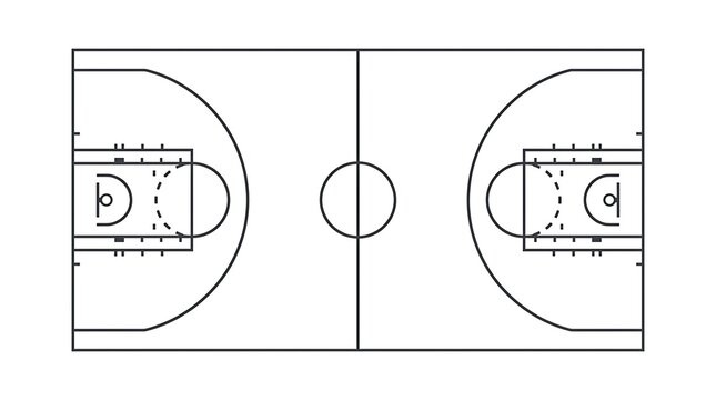 Basketball court overhead diagram layout with court markings and lines