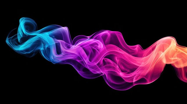 Abstract colorful smoke against a black background
