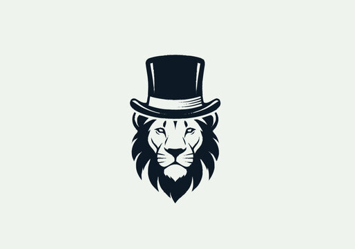 Right-cropped dark charcoal stylized graphic illustration of a lion's 