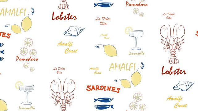 Amalfi Summer Lemons Lobsters Sardines Coastal Dream . Blog background videos or 
Advertising screensavers .