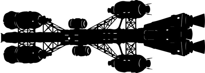 Obraz premium Space shuttle, rocket, spacecraft, vehicle, black silhouette, illustration