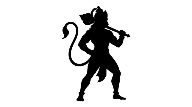 Silhouette of a monkey king character holding a staff in a dynamic pose