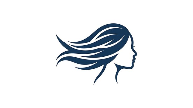Minimalist profile silhouette of woman with flowing hair