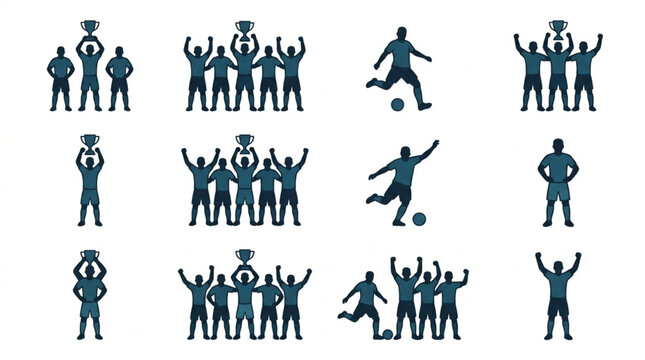 Illustrative Soccer Celebration And Action Icons.