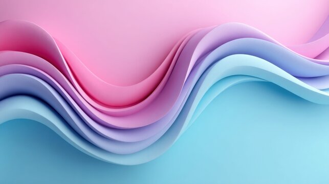 Abstract layered waves in pastel pink, purple, and blue colors