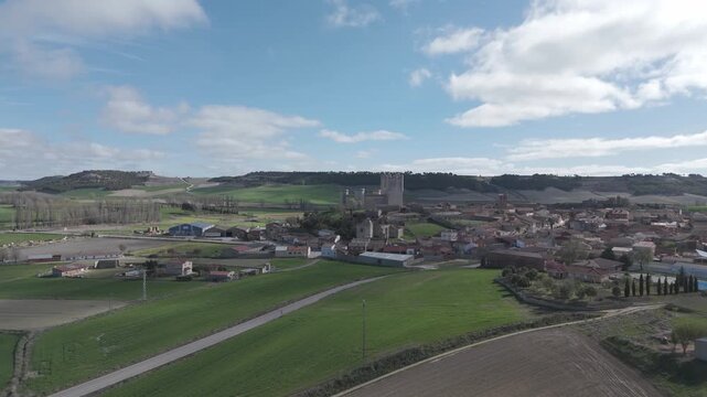 Torrelobaton, a village in the province of Valladolid, Spain, as seen from a drone