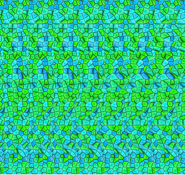 Magical witch's broom hidden in a green and blue magic eye stereogram optical illusion