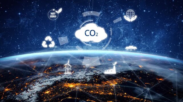 Net zero goals and CO2 reduction strategy driving sustainability, green energy integration, net zero emissions policies, and climate-friendly sustainability solutions for business and society. Muxer