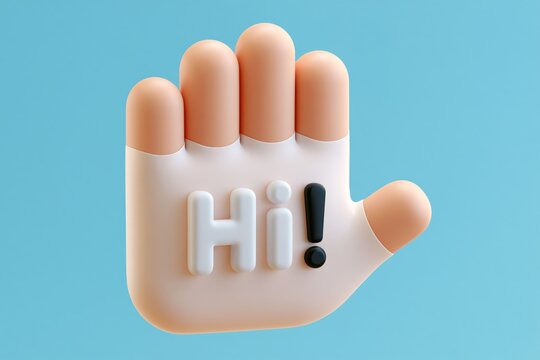 Waving hand, Hi emoji. Cartoon Gesture Icon 3D icon. Hello welcome or goodbye gesture icon. 3D rendering on white background. Vector illustration