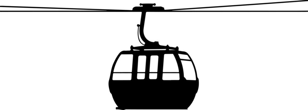 Cable car, gondola lift, aerial tramway, transportation icon, travel symbol