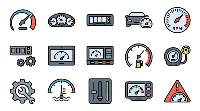 Car Dashboard and Vehicle Maintenance Icons