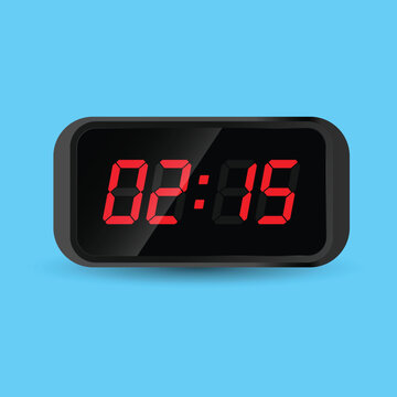 Digital Clock 02:15 Fifteen Minutes Past Two Vector Illustration Icon