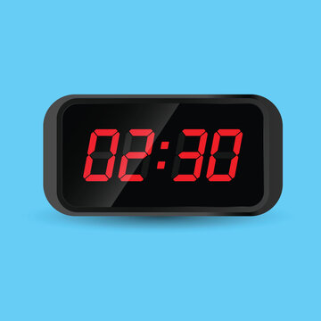 Digital Clock 02:30 Thirty Minutes Past Two Vector Illustration Icon