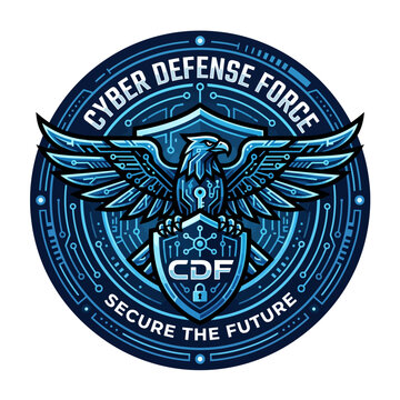 Cyber Defense Force Cybernetic Eagle Circular Shield Badge