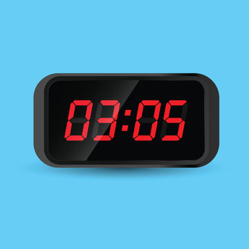 Digital Clock 03:05 Five Minutes Past Three Vector Illustration Icon