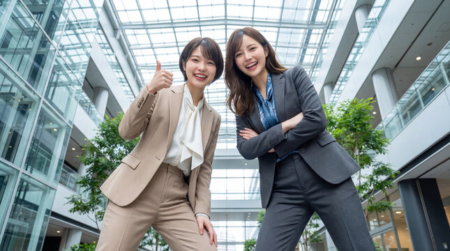 元気よくポーズをとるやる気満々なビジネスウーマン